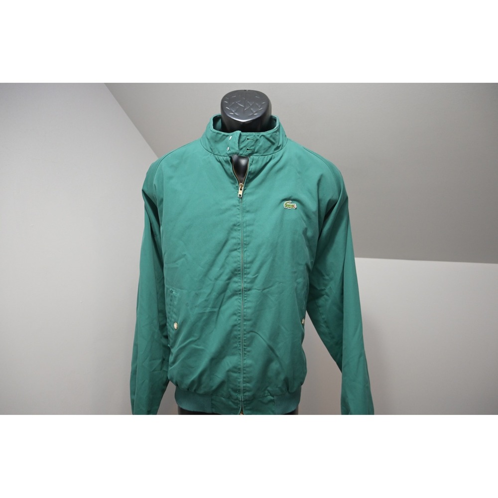 VTG Izod Lacoste Harrington Jacket Mens XL Green Plaid Lined Full Zip Bomber